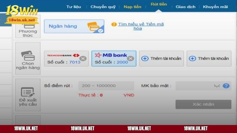 Cách rút tiền 18WIN chi tiết